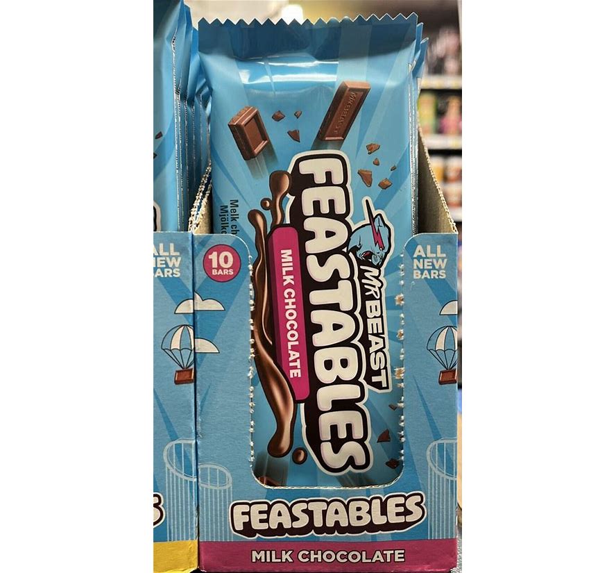 Box of 10 Feastables MrBeast Milk Chocolate Bars Raffle