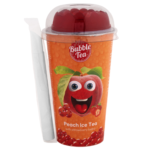 BEST BEFORE 27/09/2025 *REDUCED* Bubble Tea Peach With Strawberry Boba 350ml